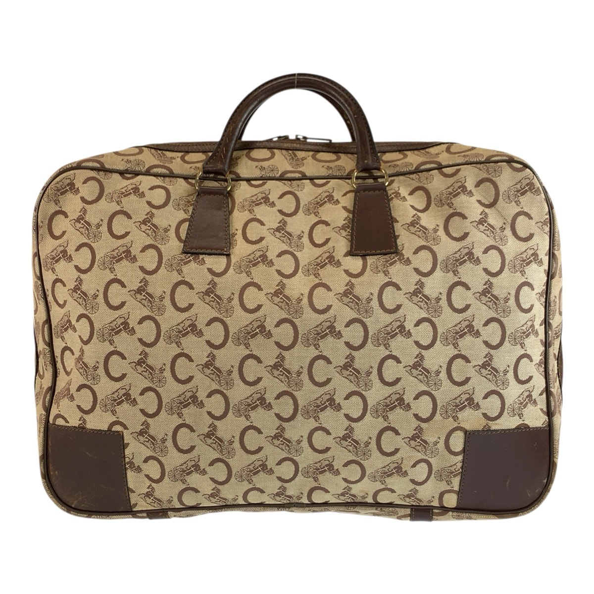CELINE セリーヌ ヴィンテージ Cマカダム ブラウン ゴールド金具 キャンバス ボストンバッグ ハンドバッグ 1-0294207 【中古】