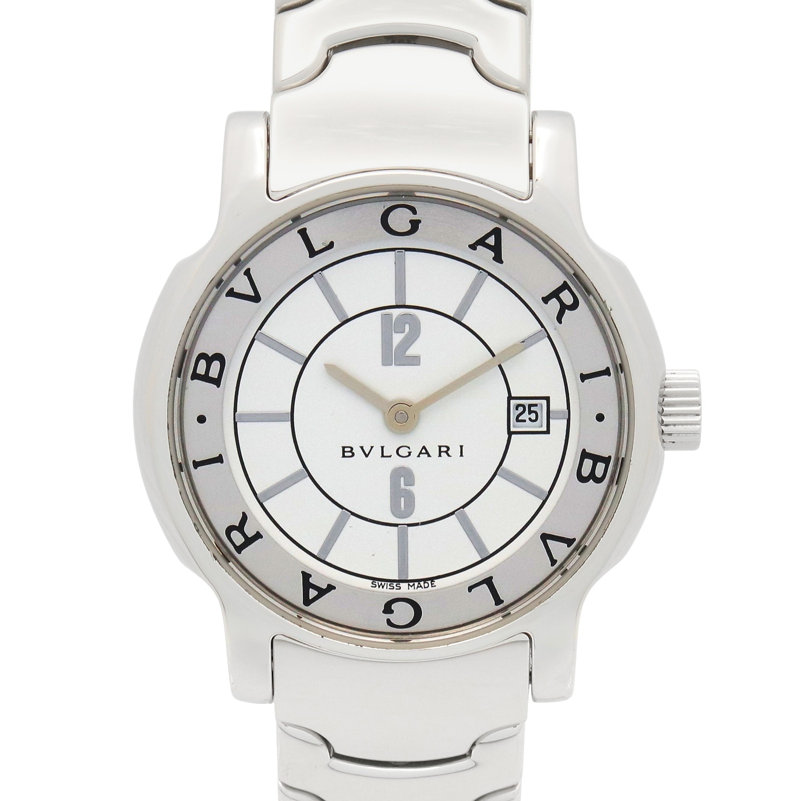 ブルガリ BVLGARI ソロテンポ 腕時計 時計 ステンレススチール レディース ホワイト系 ST29S 【中古】