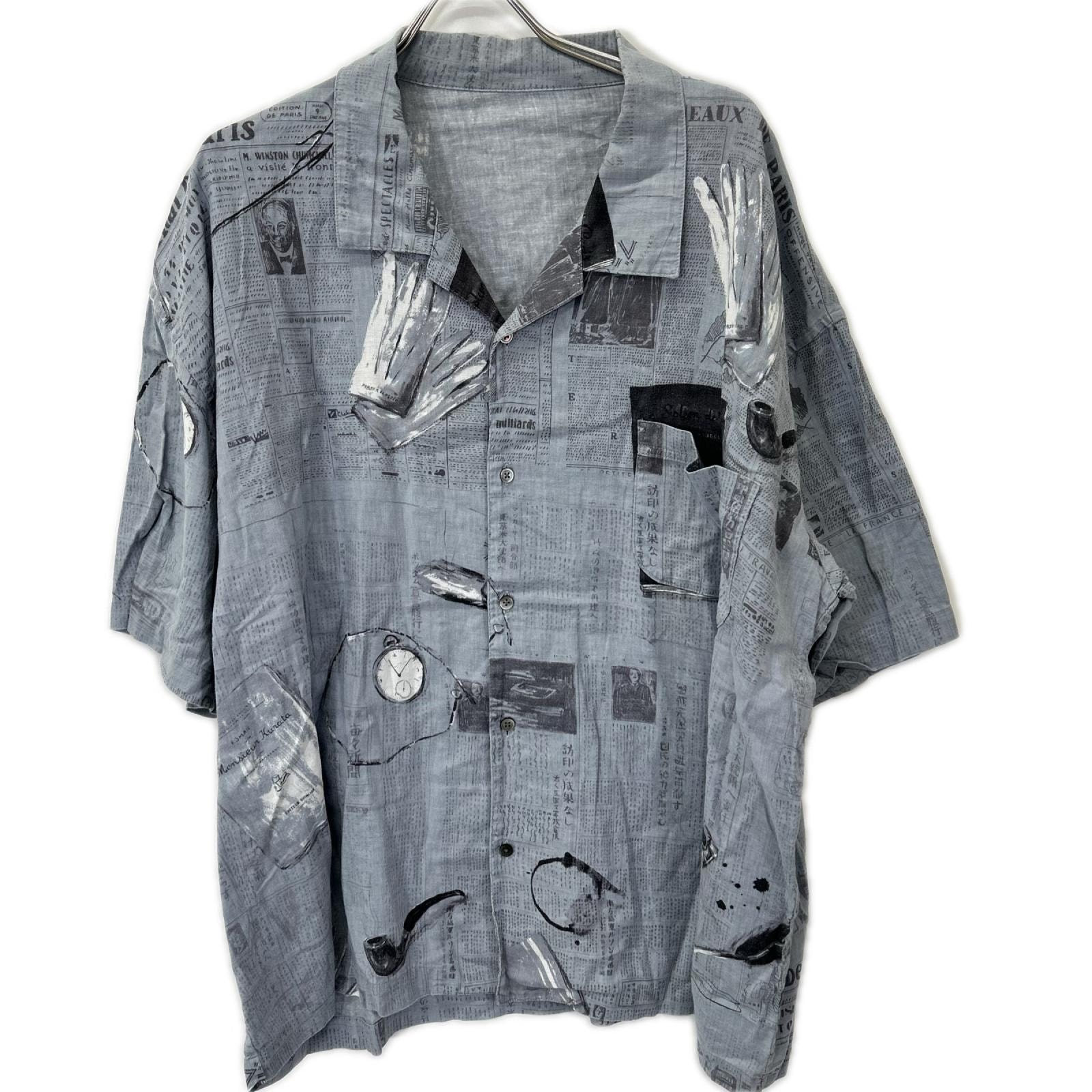 ポータークラシック PC-016-1550 グレー コットン×リネン MONSIEUR KURATA COTTON LINEN SHORT SLEEVE SHIRT XL