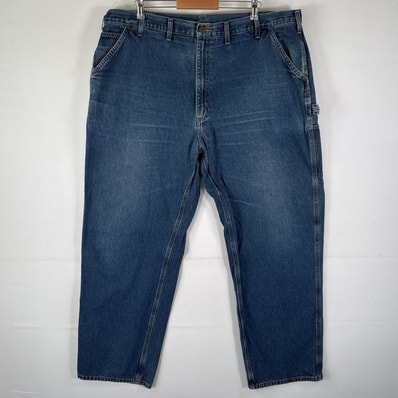 古着 カーハート Carhartt デニムパンツ ペインター ワーク ジップ ジーンズ ジーパン 色落ち w46 L34 ブルー メンズ