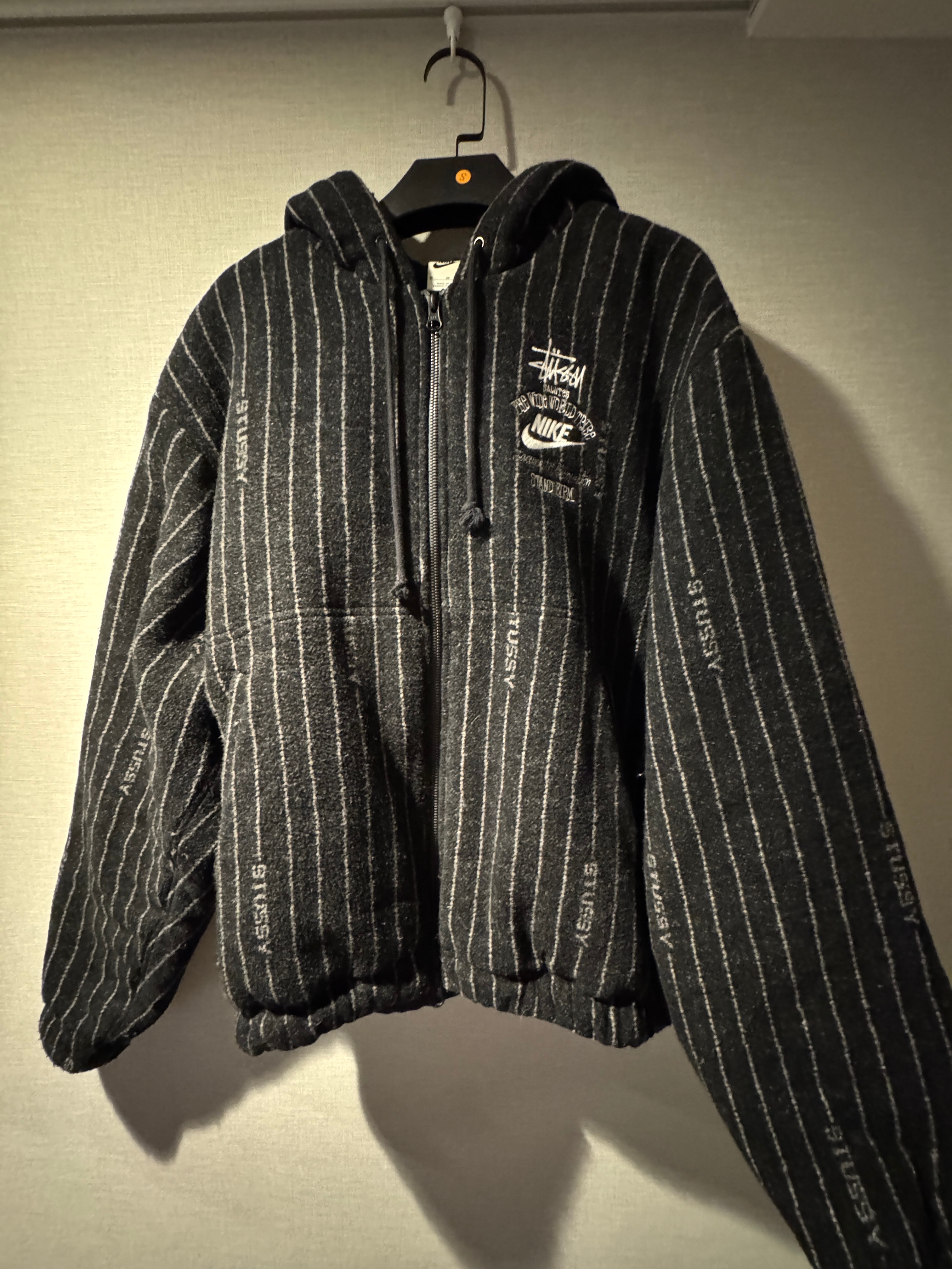 Stussy x Nike Striped Wool Jacket "Black"