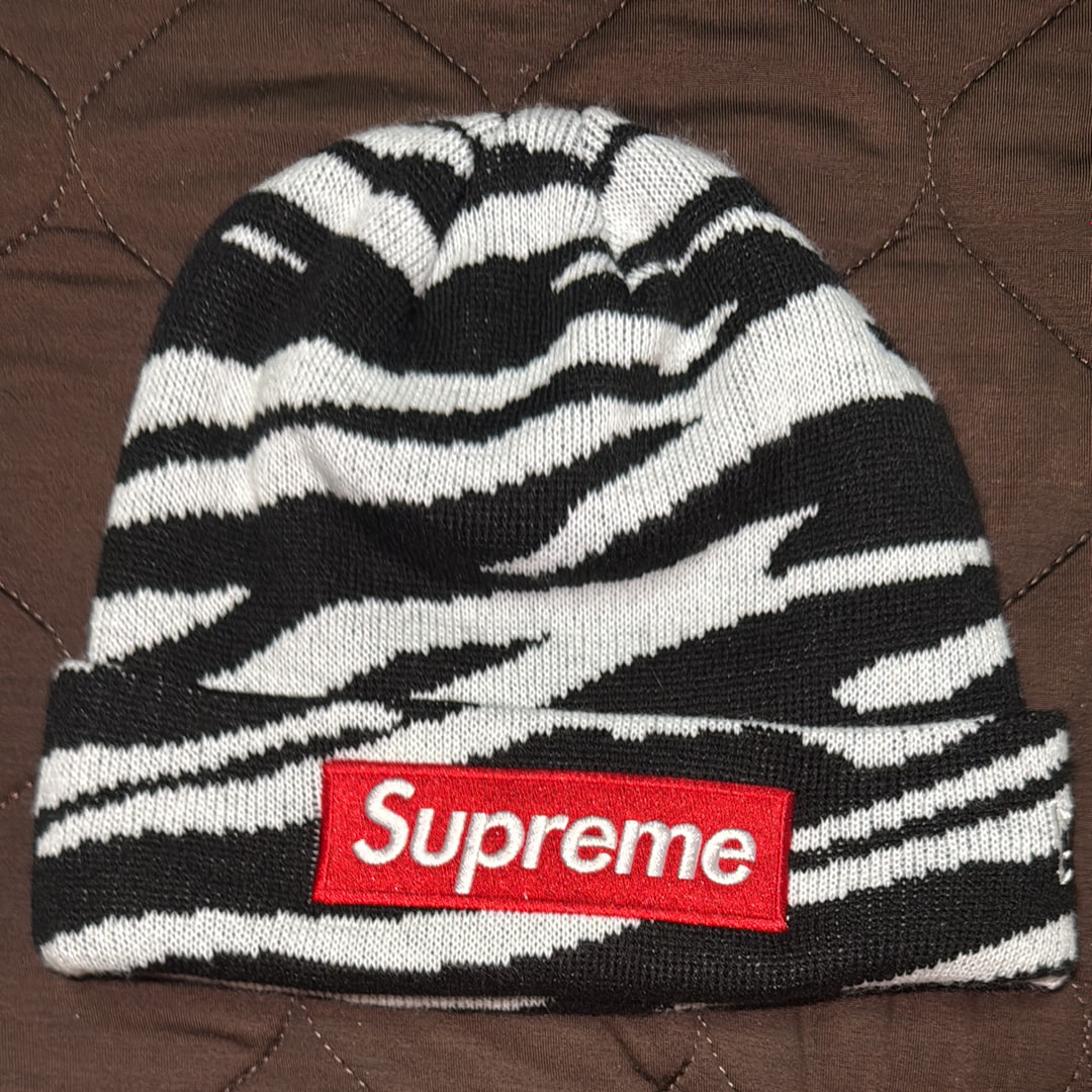 Supreme New Era Box Logo Beanie "Zebra"