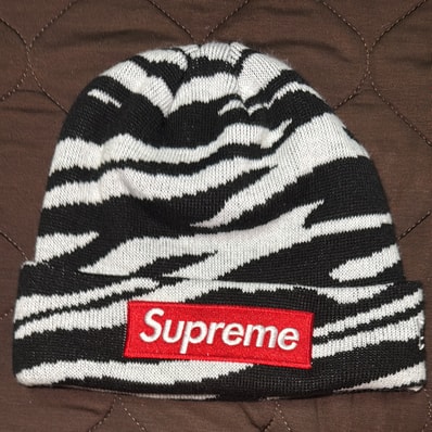 Supreme New Era Box Logo Beanie "Zebra"