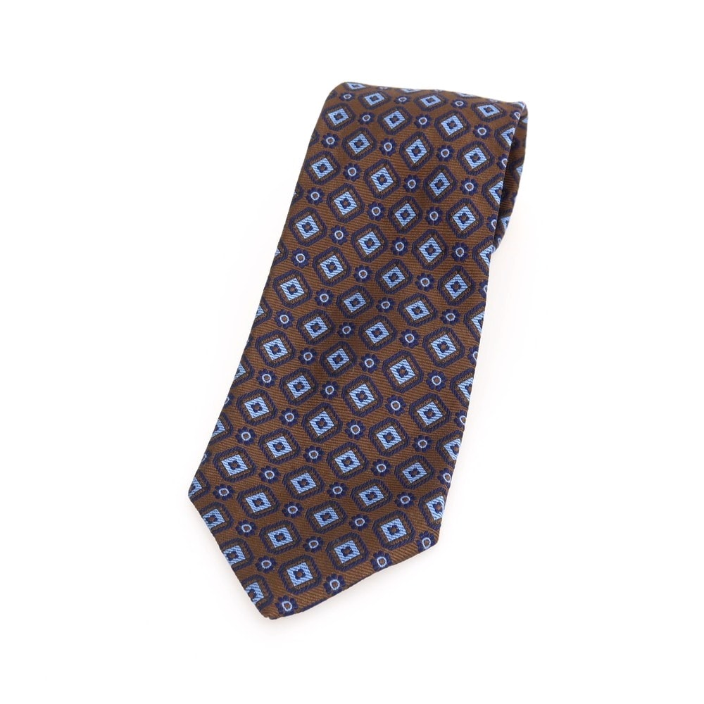 【中古】ブルックスブラザーズ Brooks Brothers MAKERS シルク 小紋柄ネクタイ ブラウンxブルー【メンズ】