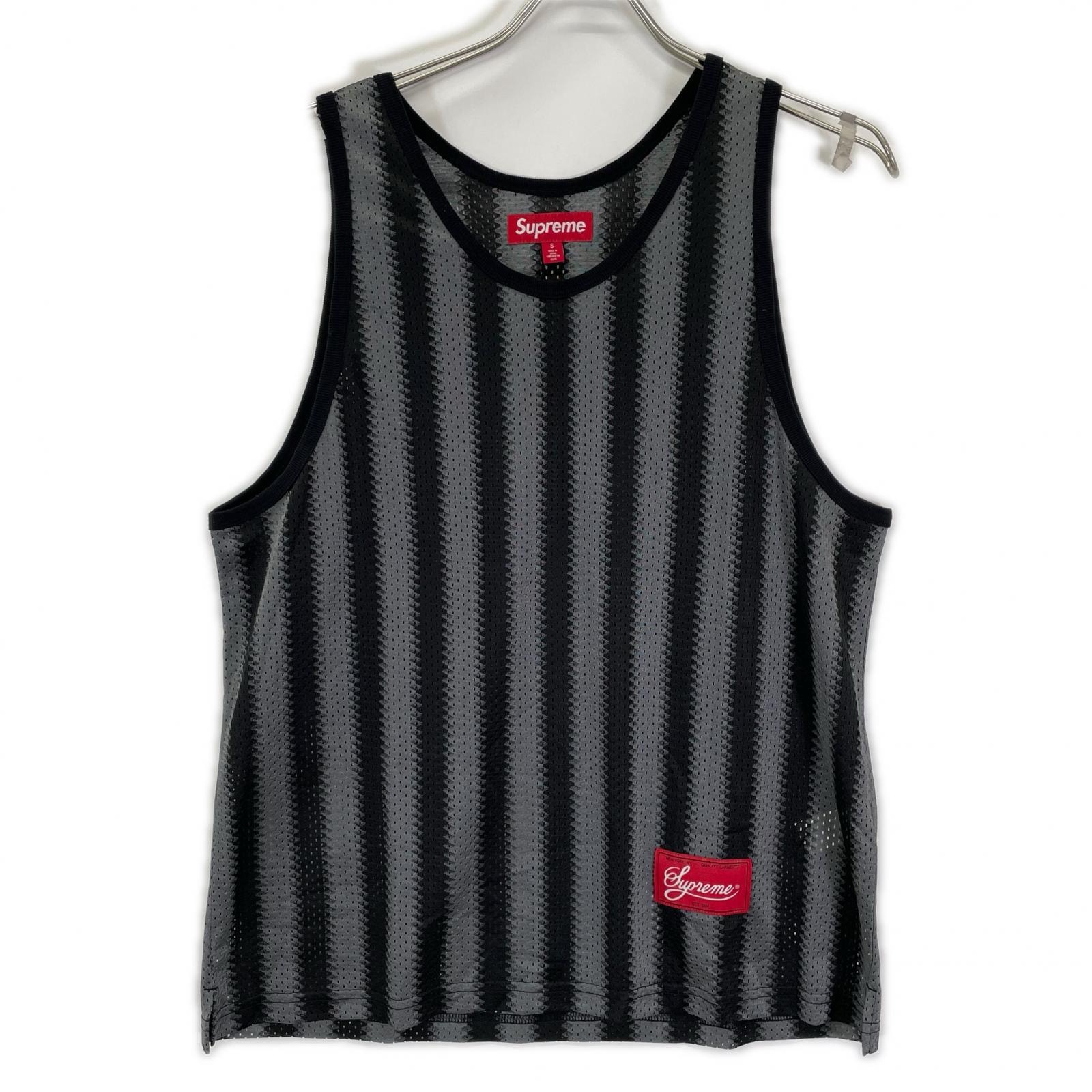 シュプリーム ブラック Stripe Mesh Tank Top S