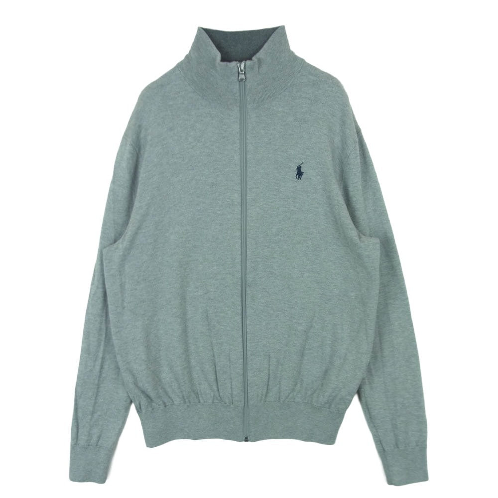 POLO RALPH LAUREN ポロ・ラルフローレン PIMA COTTON Driver's Knit ピマコットン ポニー刺繍 ジップアップ ドライバーズ ニット グレー系 M【中古】