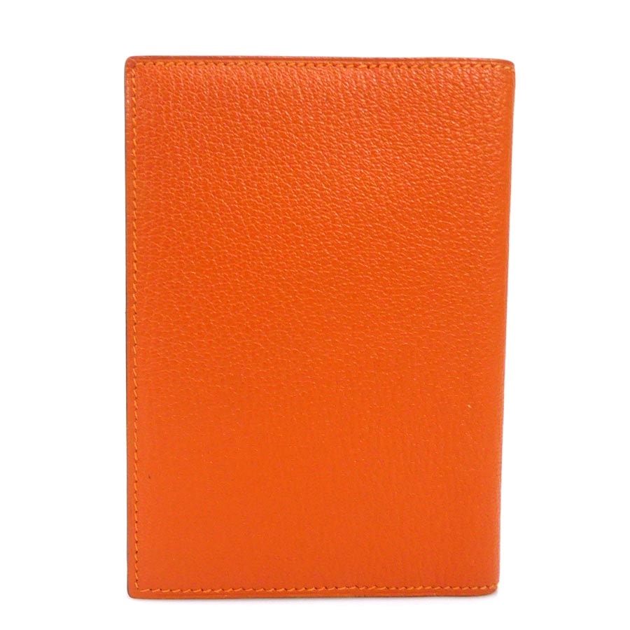 C (やや傷や汚れあり)】エルメス HERMES 手帳カバー レザー オレンジ