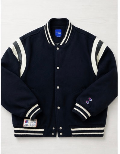 ZARA x CHAMPION Quilted Bomber Jacket "Navy Blue"