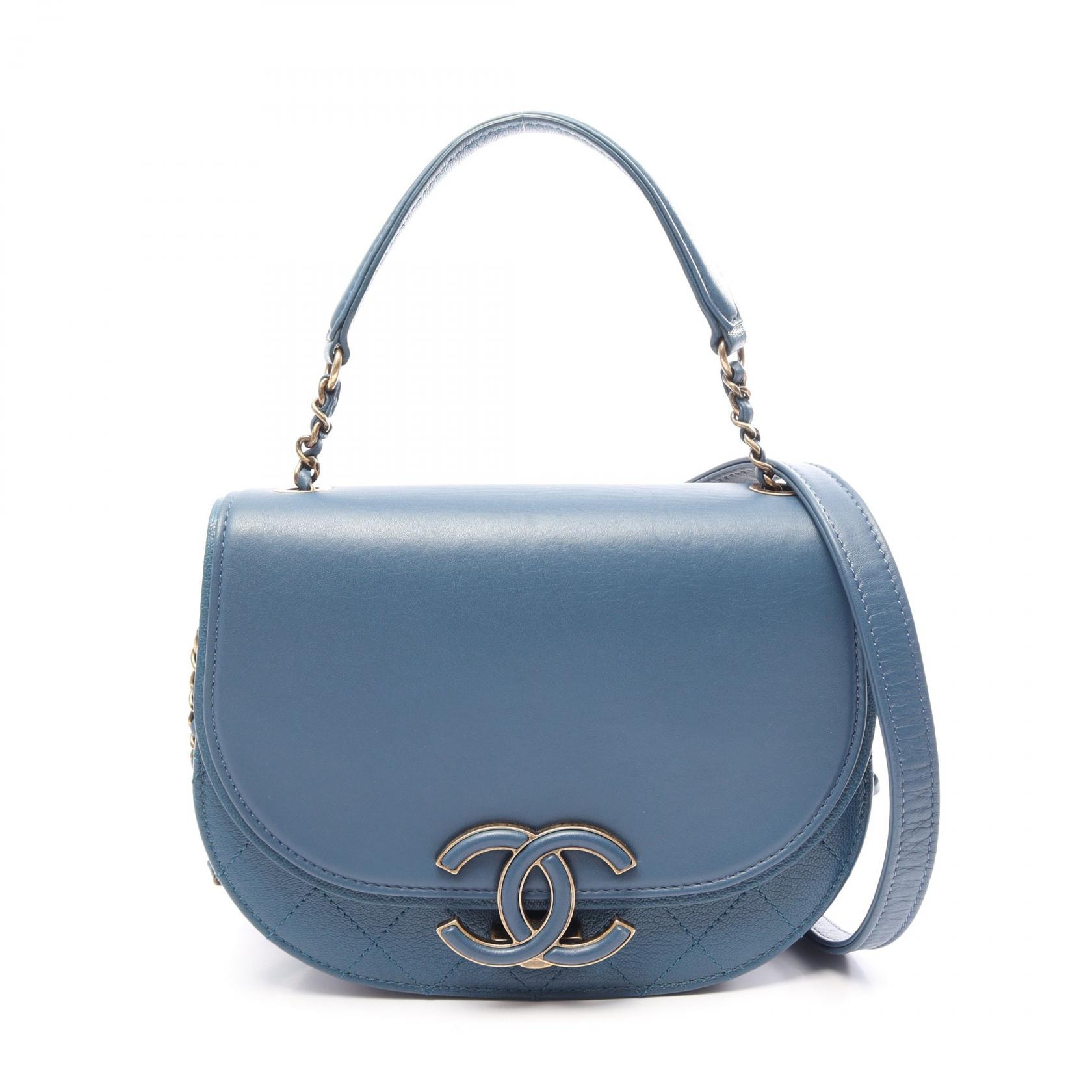 シャネル CHANEL ココカーブ スモール マトラッセ 2WAY ショルダーバッグ バッグ レザー レディース ブルー系 A93460 【中古】