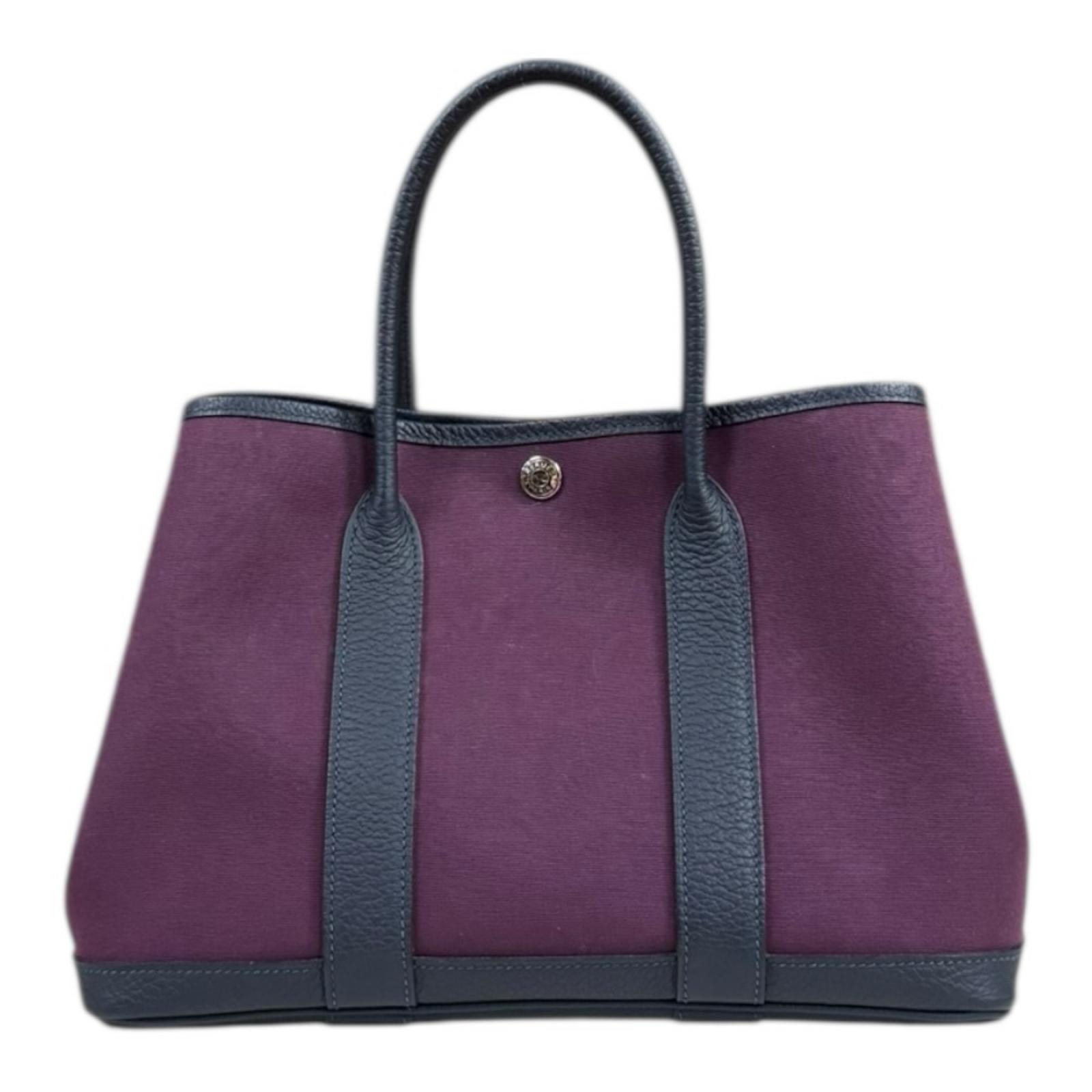 エルメス ガーデンパーティTPM トートバッグ トワルオフィシエ パープル レディース HERMES  中古