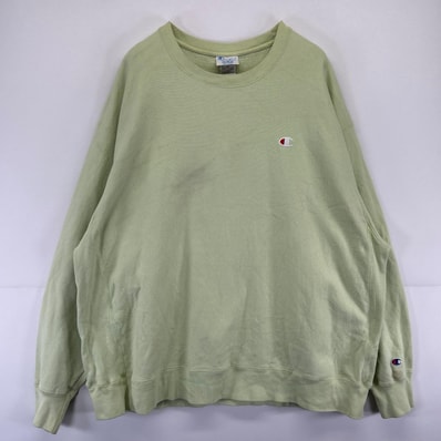 古着 チャンピオン Champion スウェット リバースウィーブ 刺繍 トレーナー 大きいサイズ 3XL グリーン系 メンズ