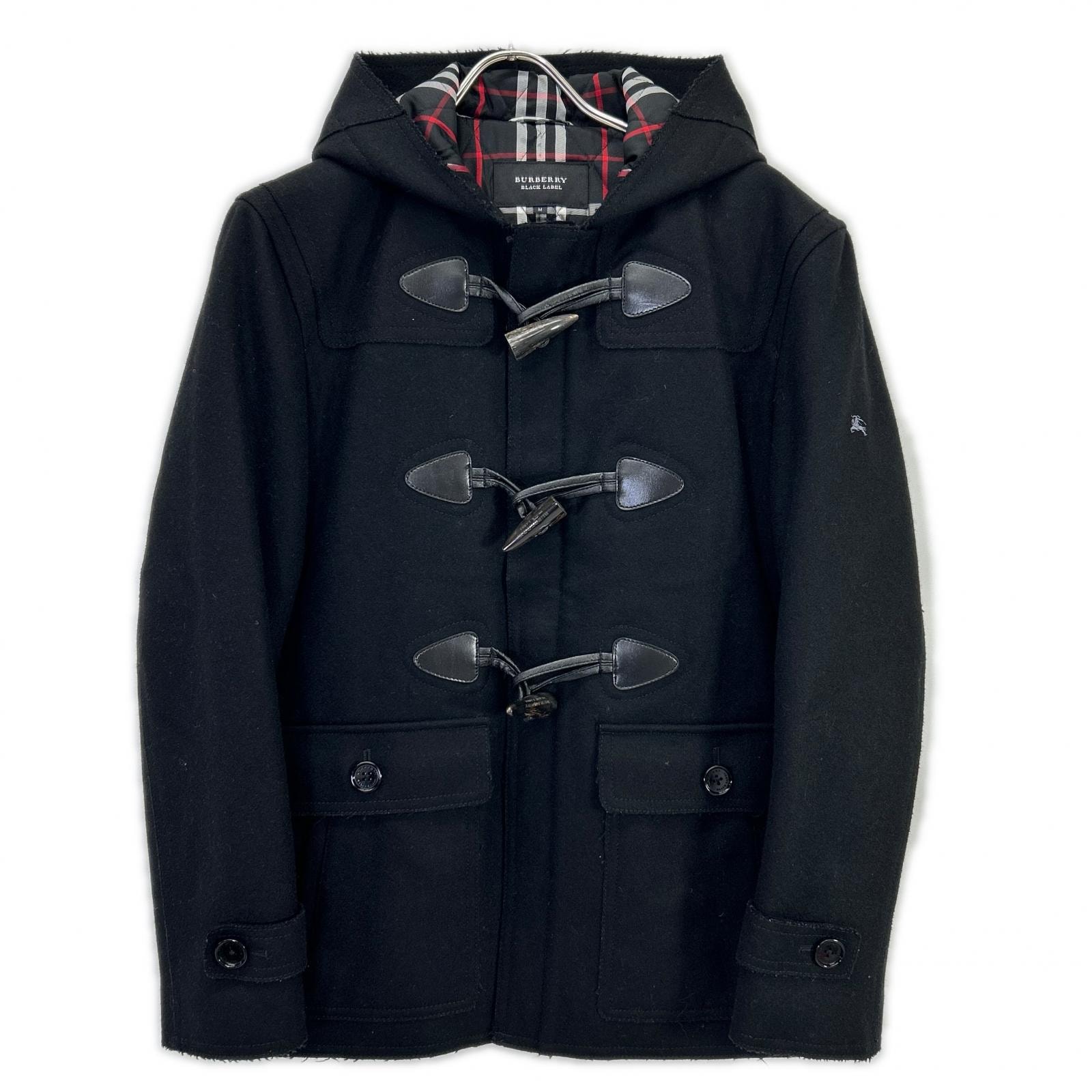 バーバリーブラックレーベル ブラック BMP76-128-09 ウール ダッフルコート M