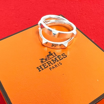 HERMES エルメス ミニクルー ダブル リング シルバー925 リング・指輪 19号 シルバー
40179