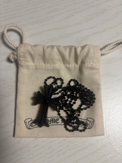 Chrome Hearts Rubber Small CH Cross Silicon Necklace "Black"