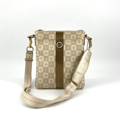 COACH(コーチ) ウェイバリー コーテッド キャンバス 43625 ショルダーバッグ ベージュ×ゴールド