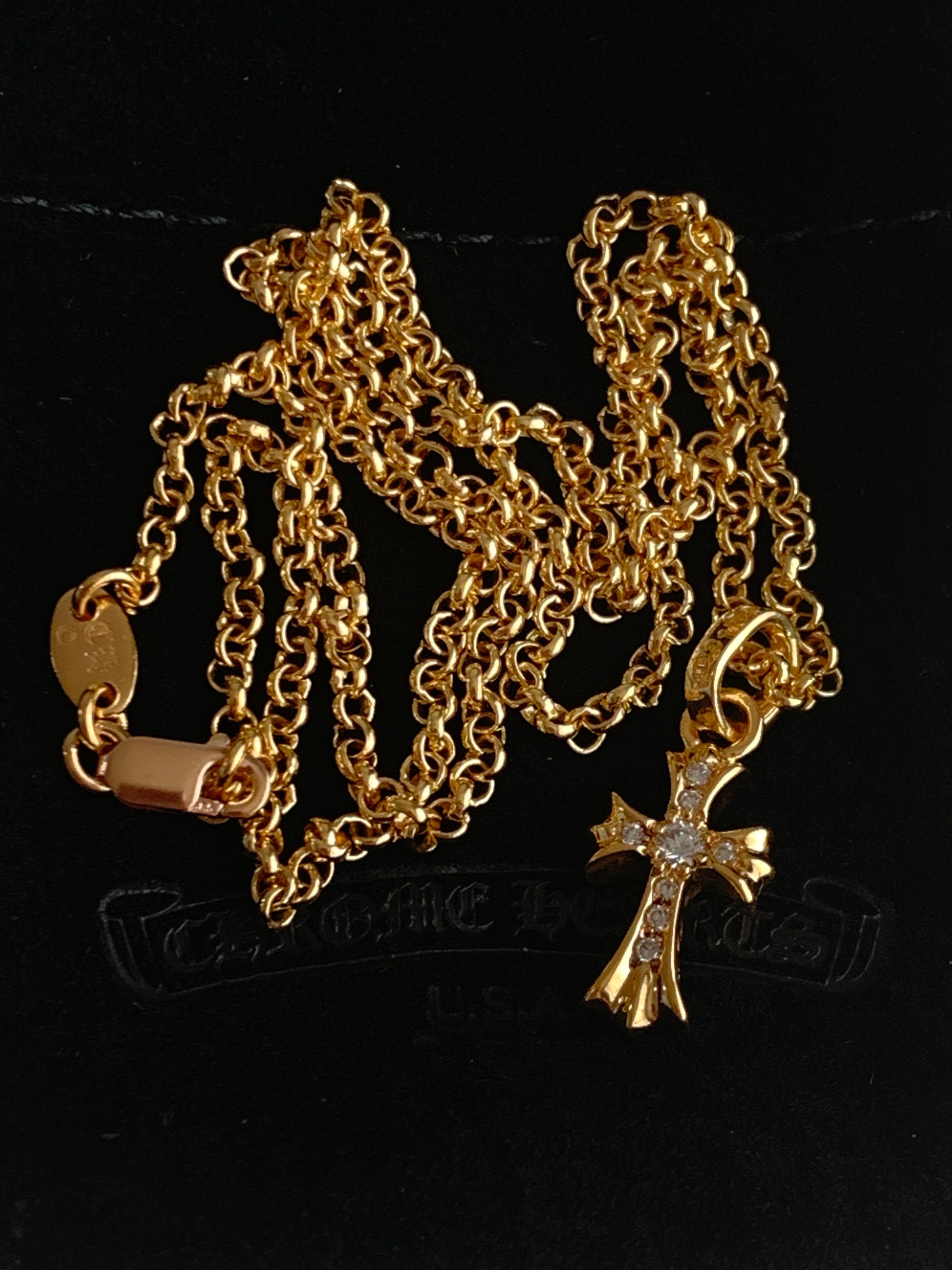 クロムハーツ 22K CH クロス ベビーファット チャーム ウィズ パヴェ