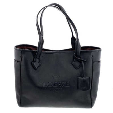 LOEWE ロエベ ヘリテージ トートバッグ トートバッグ 377 79 751-7170 レザー ブラック レディース【中古】