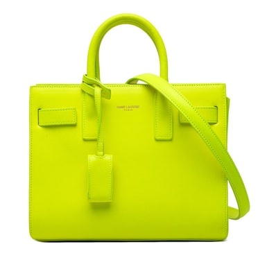 サンローラン サック ド ジュール ナノ ハンドバッグ ショルダーバッグ 2WAY イエロー レザー レディース SAINT LAURENT 【中古】