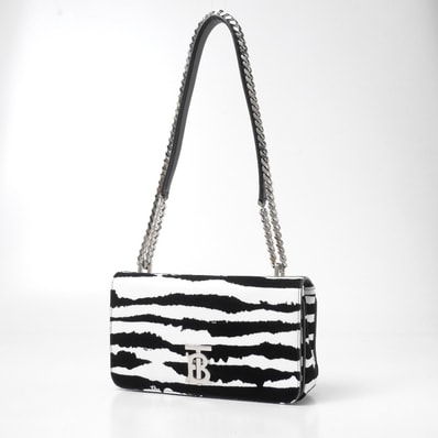 BURBERRY バーバリー AMALL LOLA スモール ローラ ショルダーバッグ TB ゼブラ柄 フロック加工 イタリア製 ブランド古着【中古】20260617/RA9876