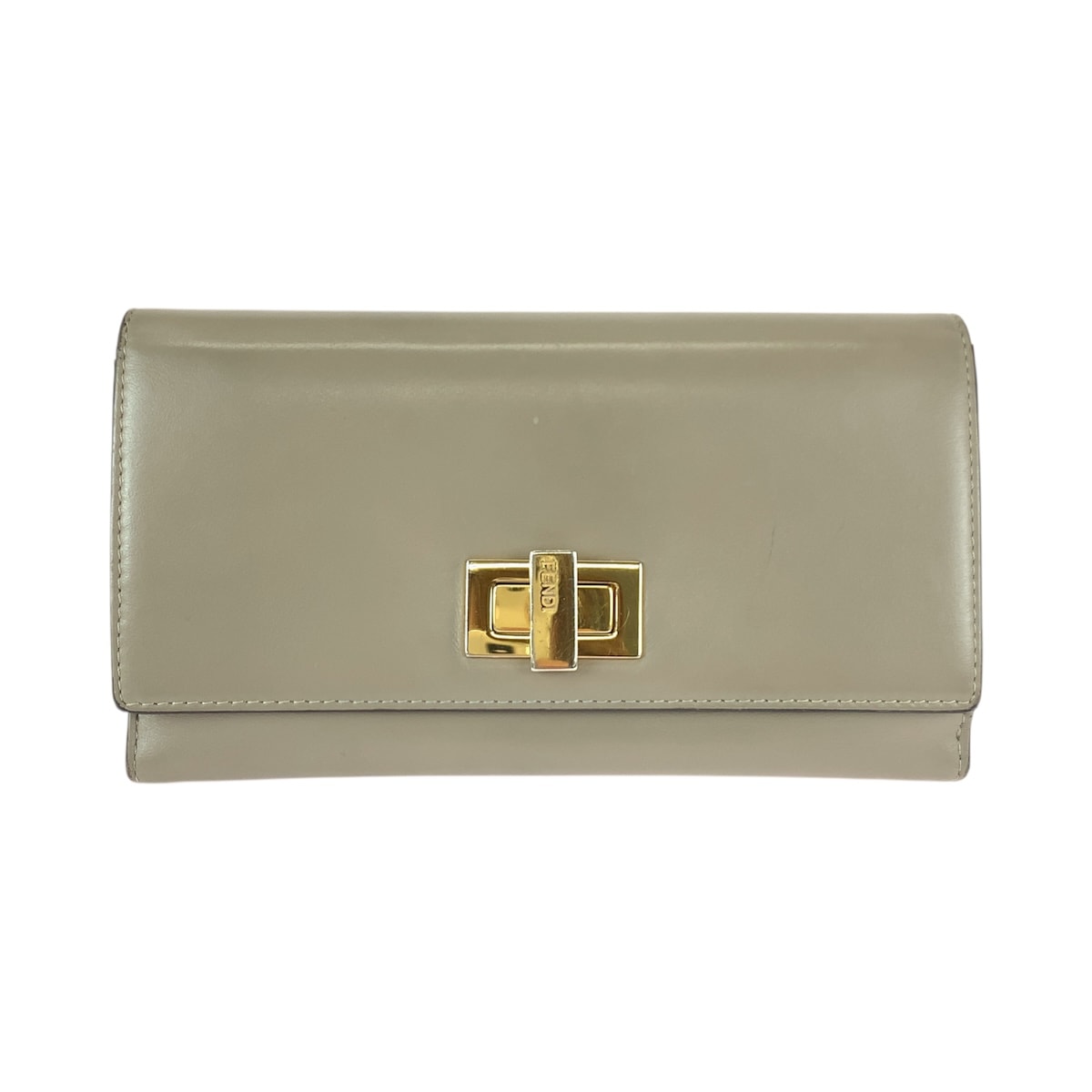 美品 FENDI フェンディ ピーカブー ベージュ ゴールド金具 レザー 長財布 ロングウォレット 600059 【中古】