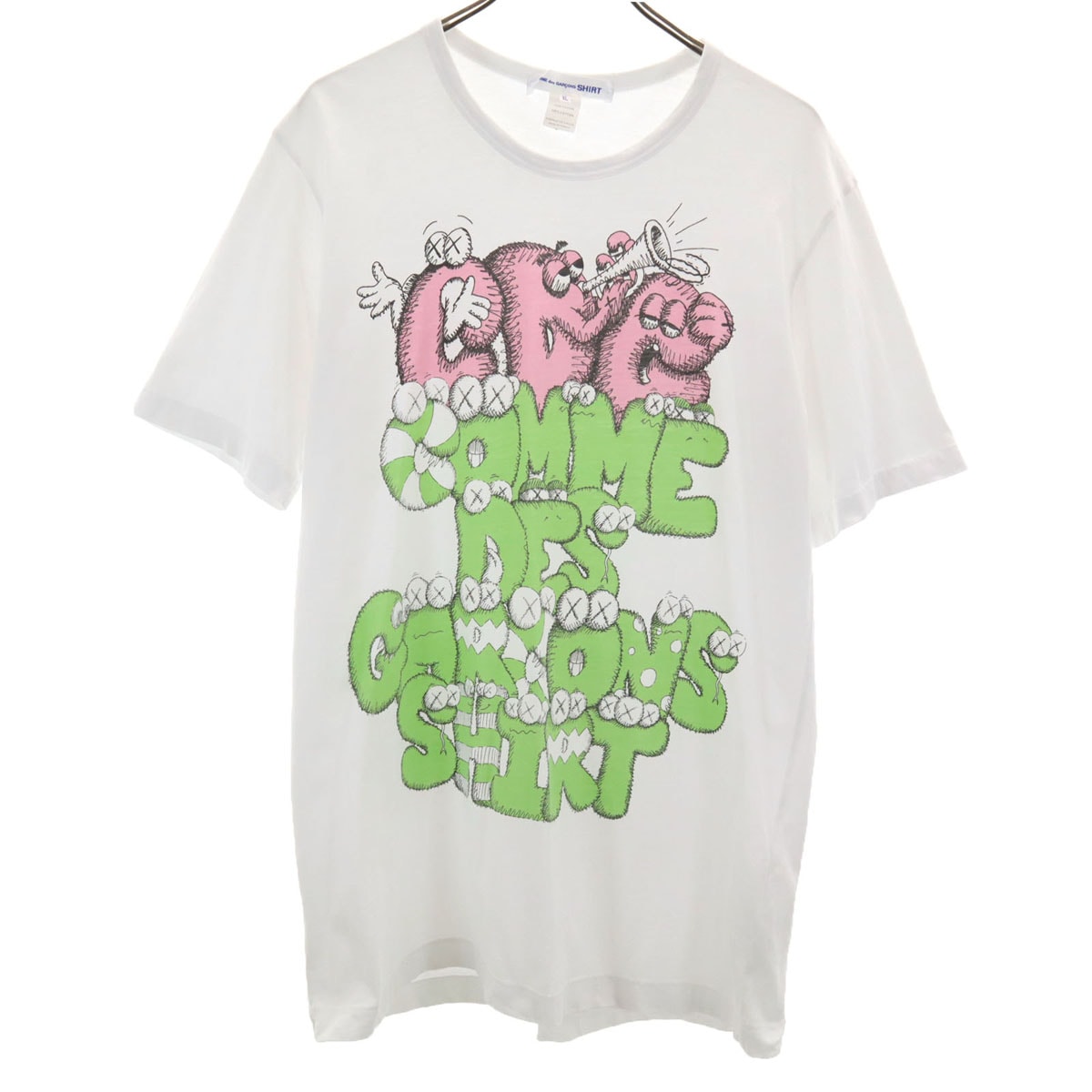 COMME des GARCONS SHIRT コムデギャルソンシャツ KAWS カウズ コラボ 半袖 Tシャツ XL ホワイト