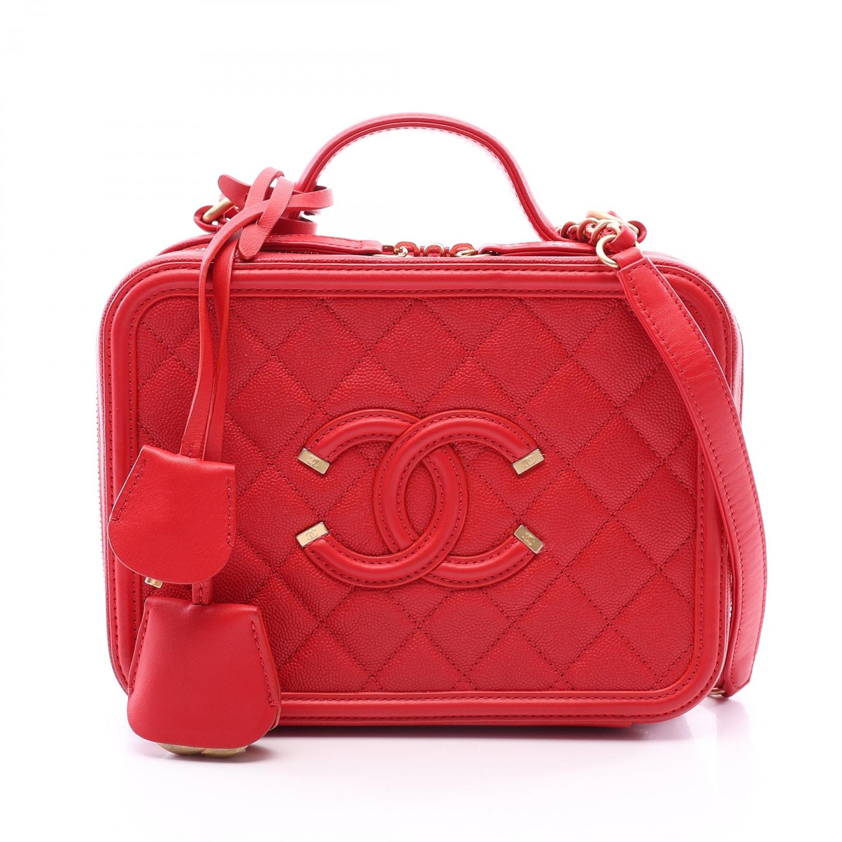 シャネル CHANEL CCフィグリー バニティバッグ 2WAY ショルダーバッグ バッグ キャビアスキン(グレインドカーフ) レディース レッド系 A93343 【中古】