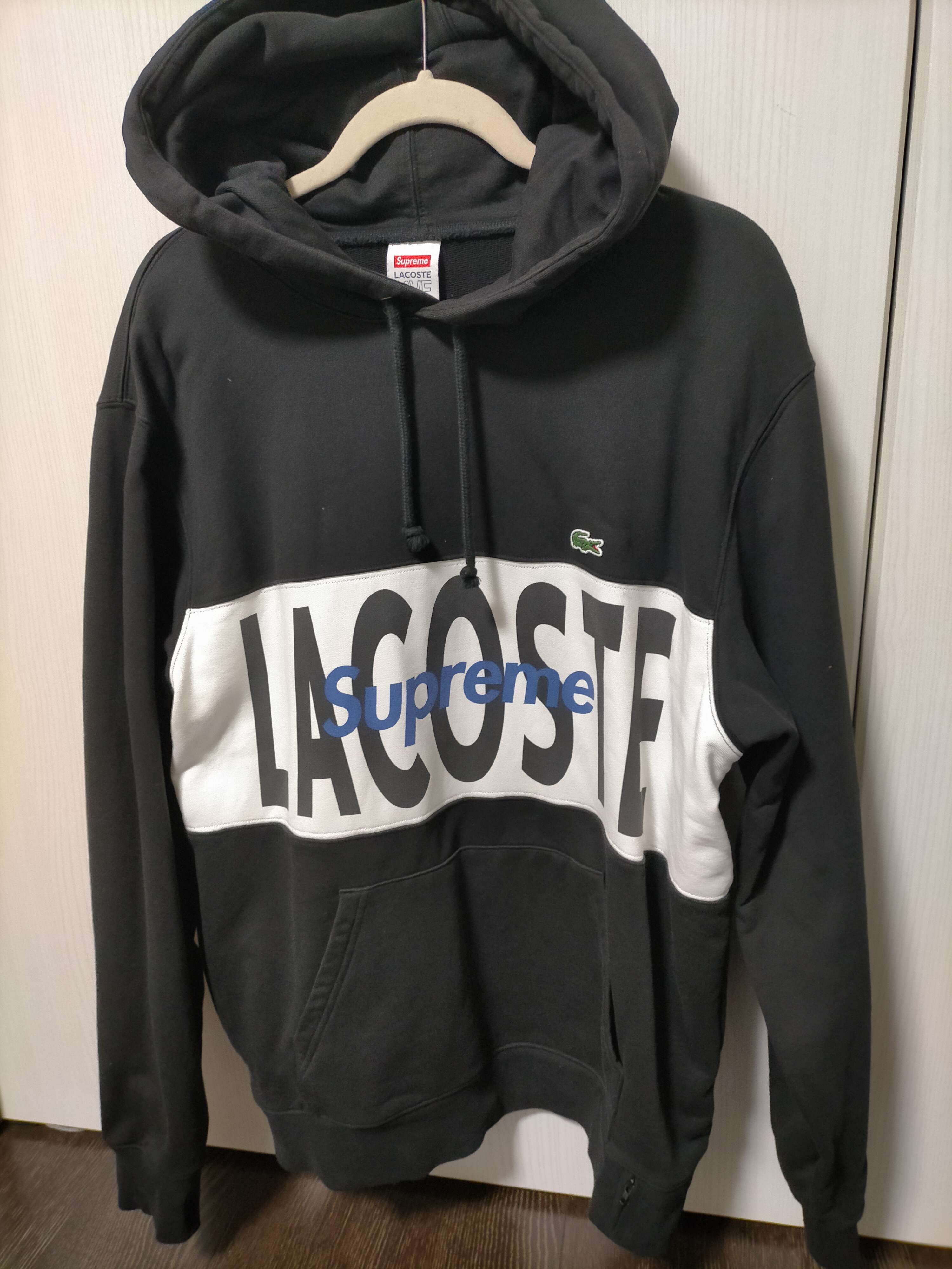 Supreme / Lacoste Logo Panel Hooded Sweatshirt "Black"