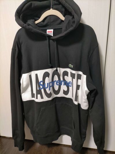 Supreme / Lacoste Logo Panel Hooded Sweatshirt "Black"