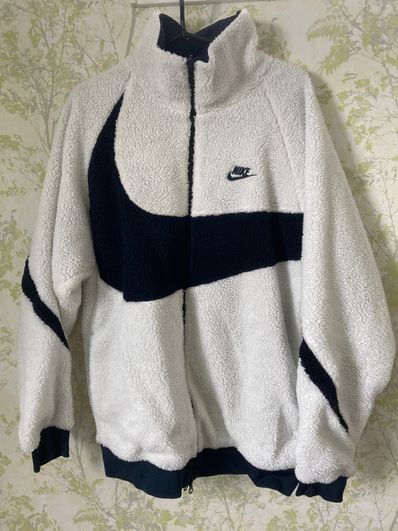 Nike Big Swoosh Reversible Boa Jacket "Sail/Dark Obsidian"