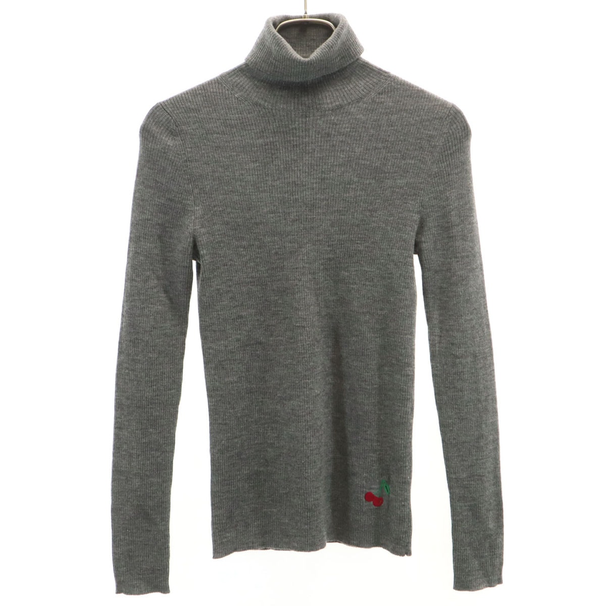 Paul Smith BLACK ポールスミス ブラック ウール 長袖 タートルネック セーター M グレー ニット さくらんぼ