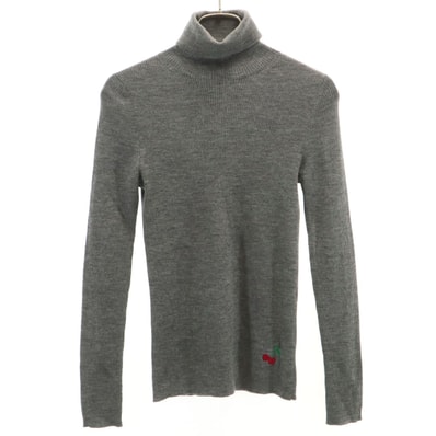 Paul Smith BLACK ポールスミス ブラック ウール 長袖 タートルネック セーター M グレー ニット さくらんぼ