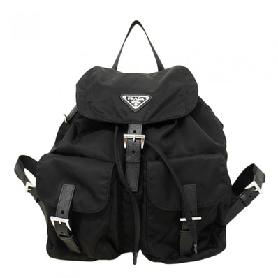 【6fa1222-k】プラダ リュック・デイパック テスート ナイロン ブラック シルバー金具【中古】レディース