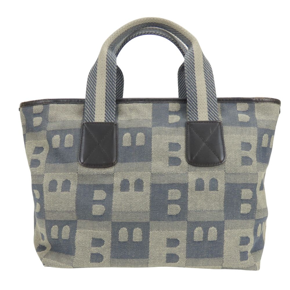 【中古】 バリー ハンドバッグ デニム キャンバス レザー グレー ネイビー カジュアル 普段使い トート レディース 女性 BALLY