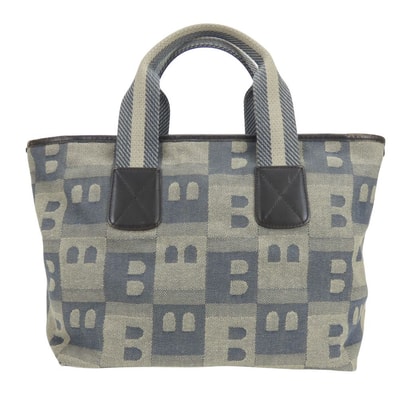 【中古】 バリー ハンドバッグ デニム キャンバス レザー グレー ネイビー カジュアル 普段使い トート レディース 女性 BALLY