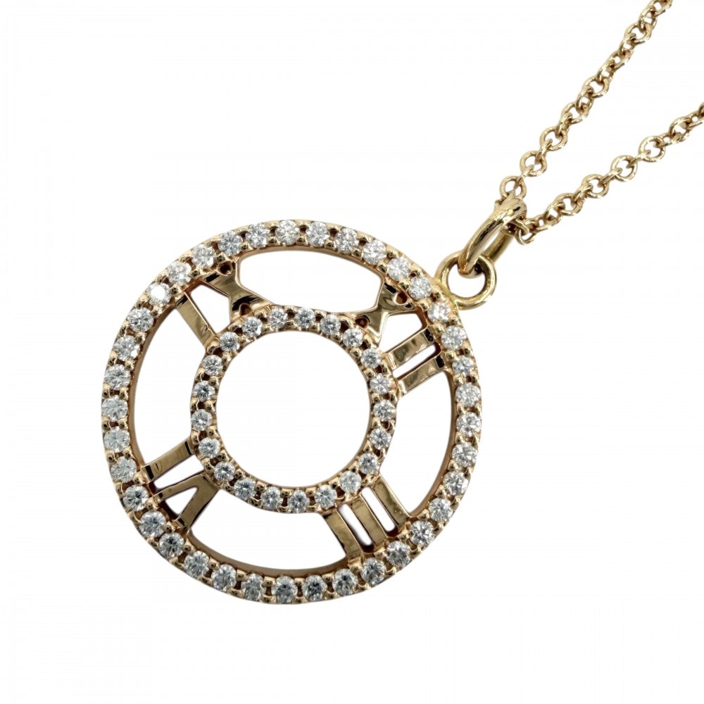 TIFFANY&Co. ティファニー ネックレス アトラス オープン ダイヤ ネックレス ペンダント ジュエリー 18金PG Au750 アクセサリー K18ピンクゴールド ダイヤモンド レディース 約3.5g【中古品】