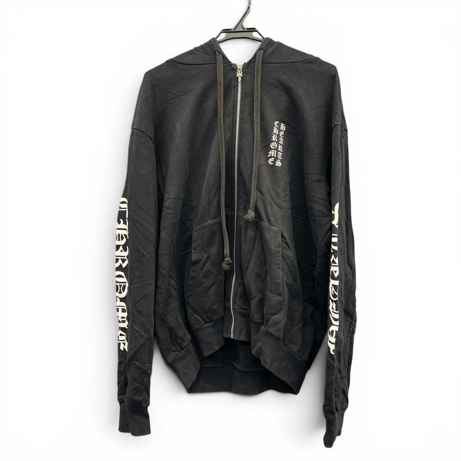 Chrome Hearts Vertical Logo Fleece Zip Up Hoodie "Black"