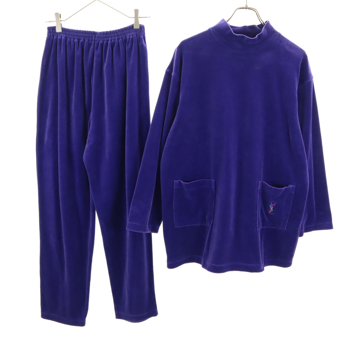 YVES SAINT LAURENT イヴサンローラン 90s オールド ルームウェア 上下セットアップ M パープル