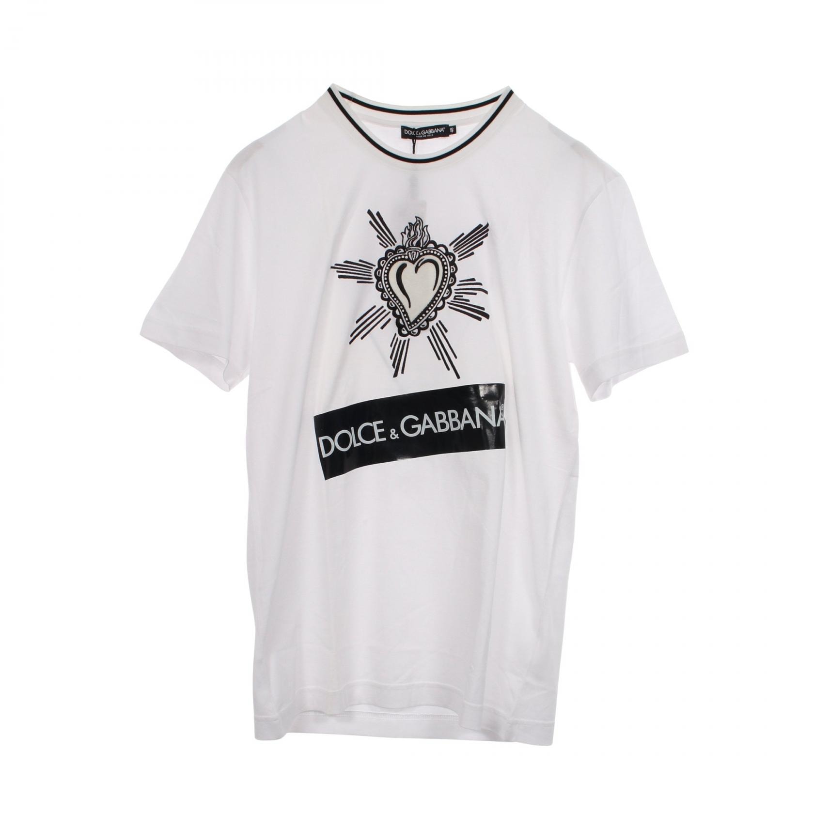 ドルチェアンドガッバーナ DOLCE & GABBANA Sacred Heart 半袖Tシャツ 衣料品 トップス コットン メンズ ホワイト系 G8KD0T 【中古】