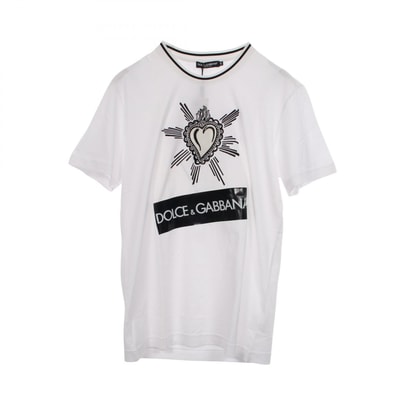 ドルチェアンドガッバーナ DOLCE & GABBANA Sacred Heart 半袖Tシャツ 衣料品 トップス コットン メンズ ホワイト系 G8KD0T 【中古】