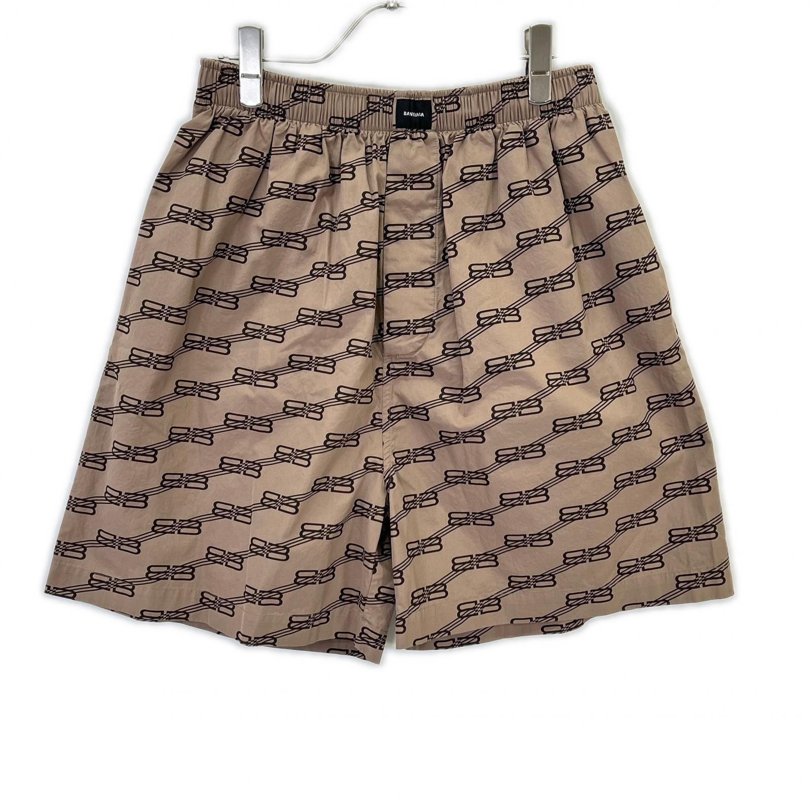 バレンシアガ 672410 23年 ブラウン BBロゴ ショートパンツ 46