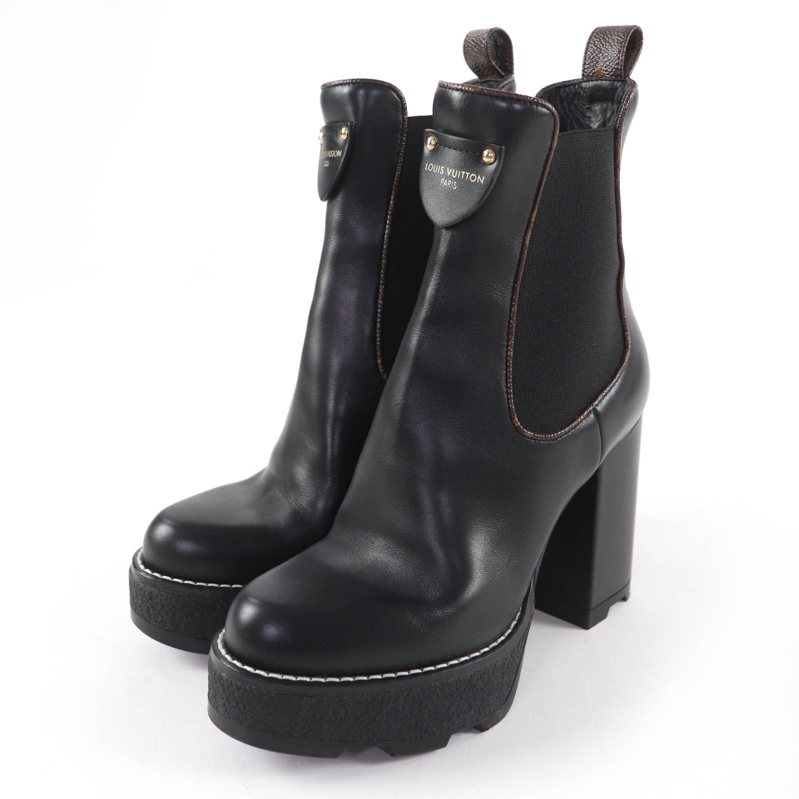 美品 ルイヴィトン ショートブーツ ブラック レディース 35