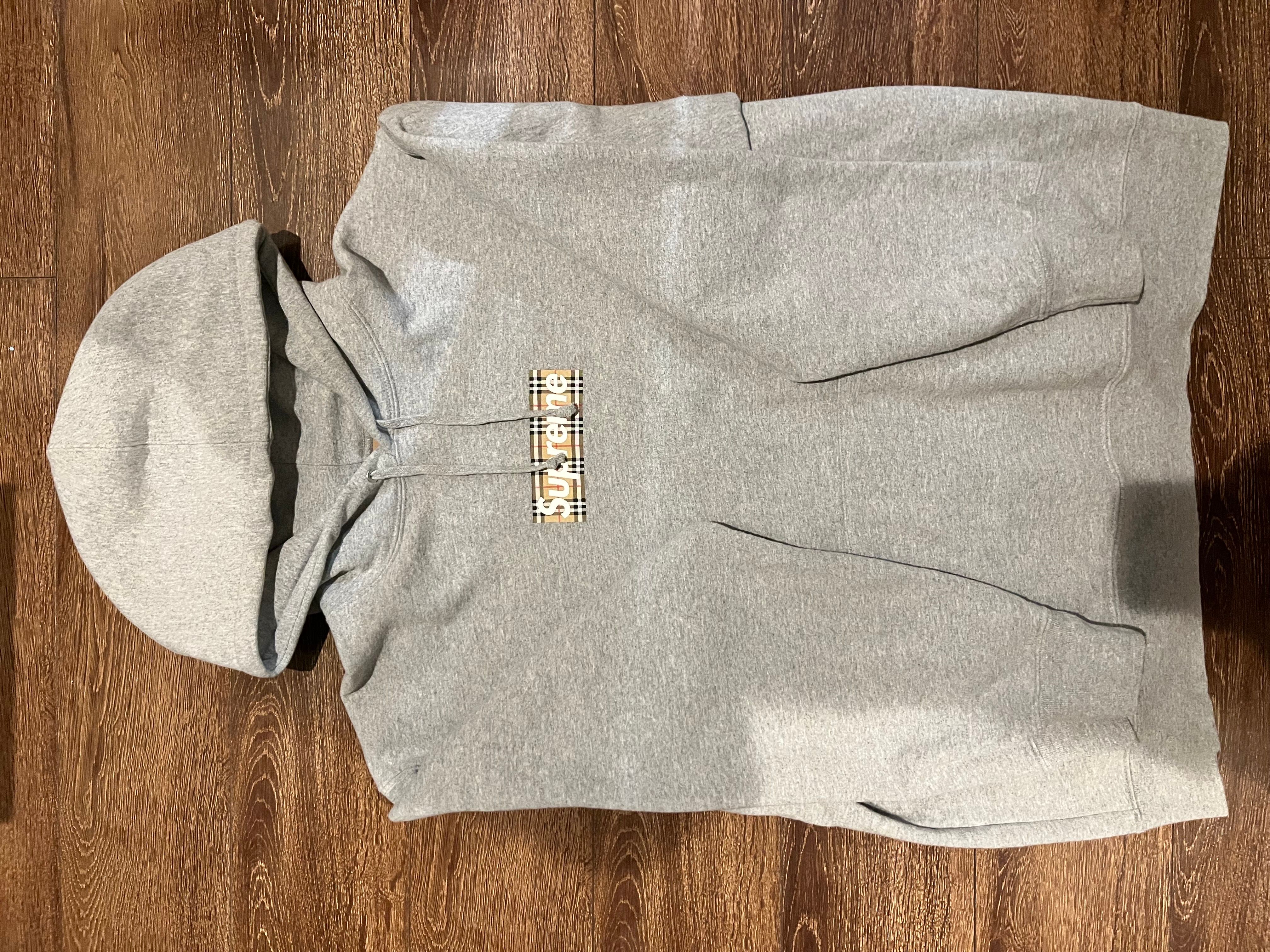Supreme / Burberry Box Logo Hooded Sweatshirt "Heather Grey"