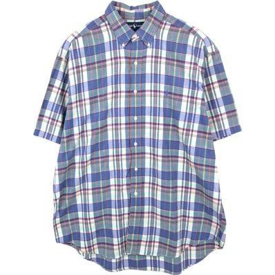 古着 ラルフローレン Ralph Lauren BLAKE 半袖 ボタンダウン チェックシャツ メンズXL相当/eaa670533