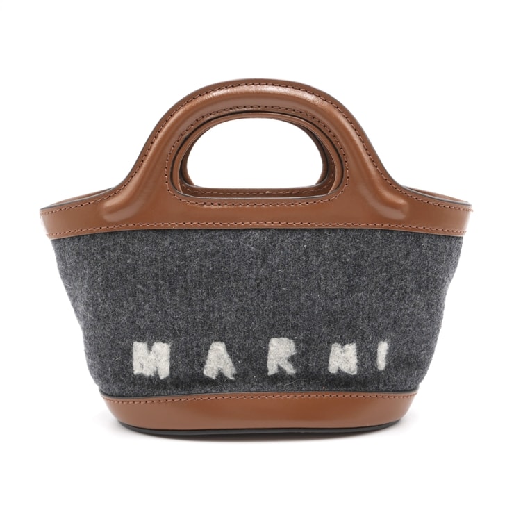 MARNI(マルニ)トロピカリア マイクロバッグ 2WAY ハンドバッグ ショルダーバッグ フェルト レザー グレー ブラウン レディース BMMP0096Q1【中古】