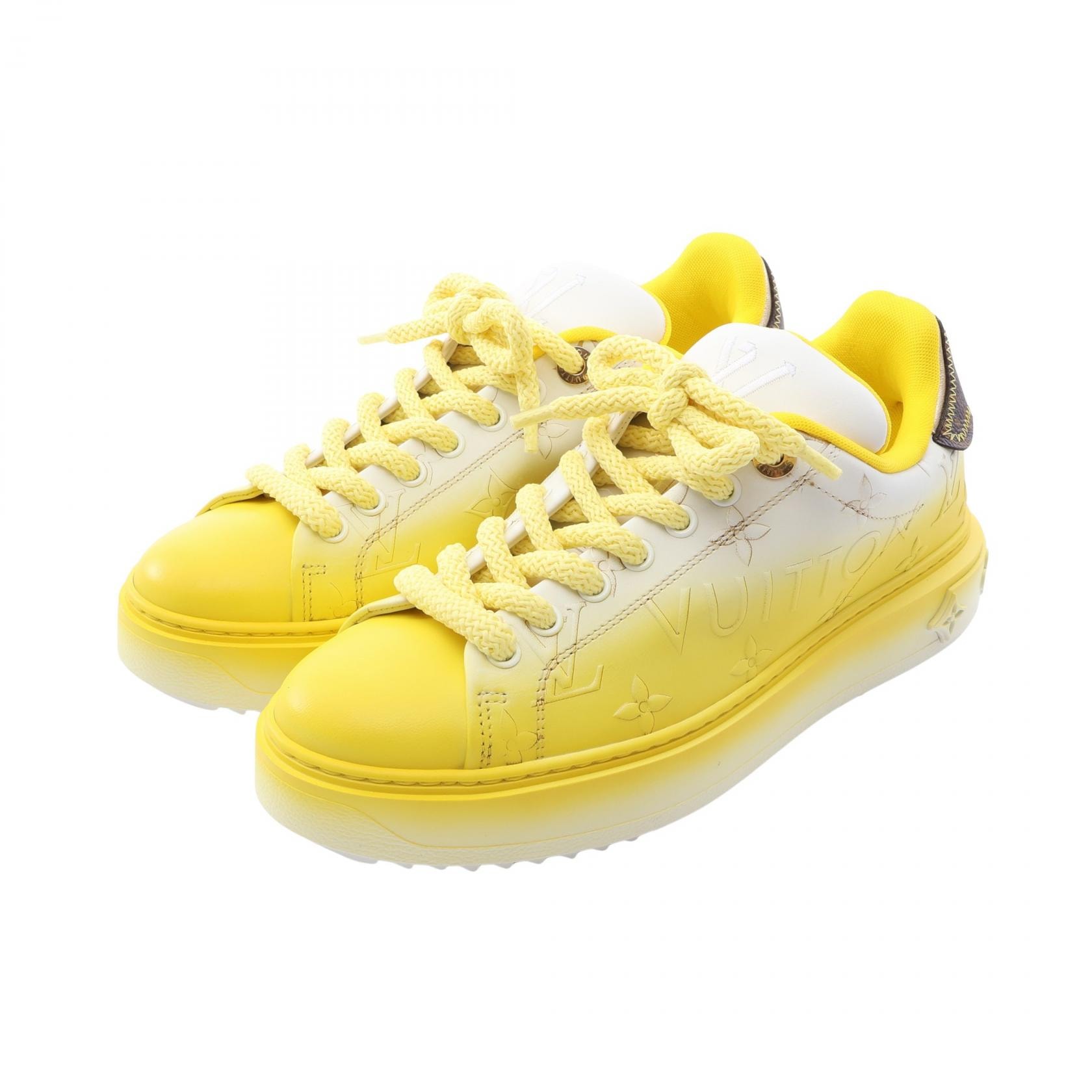 ルイ・ヴィトン LOUIS VUITTON タイムアウトライン モノグラム スニーカー 靴 レザー レディース イエロー系 / ホワイト系 【中古】