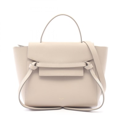 セリーヌ CELINE BELT BAG MICRO ベルトバッグ マイクロ 2WAY ハンドバッグ バッグ レザー レディース グレー系 【中古】