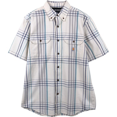 古着 カーハート Carhartt LOOSE FIT チェック柄 半袖 ワークシャツ メンズM相当/eaa674584