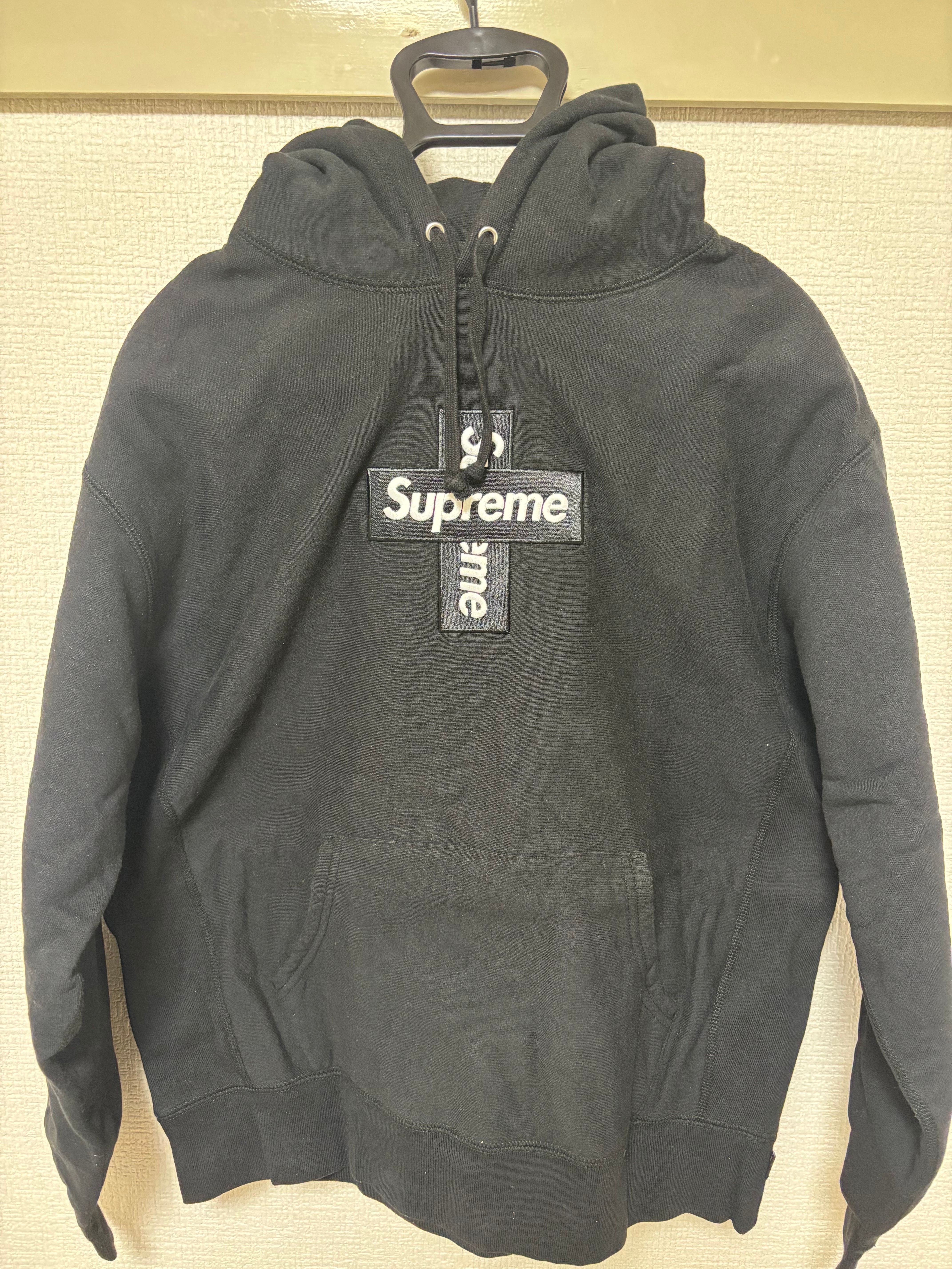 Supreme Cross Box Logo Hooded Sweatshirt "Black"