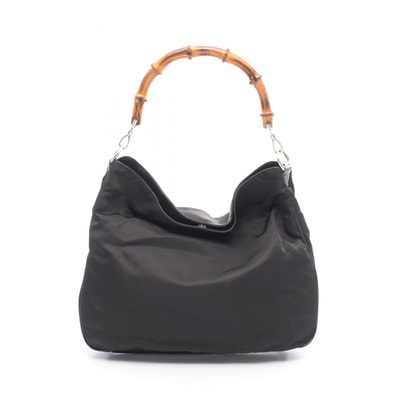 グッチ GUCCI バンブー ショルダーバッグ バッグ キャンバス レザー レディース ブラック系 001 1998 1577 【中古】