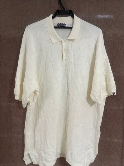 A BATHING APE SOLID CAMO JACQUARD RELAXED FIT POLO SHIRT ポロシャツ ホワイト